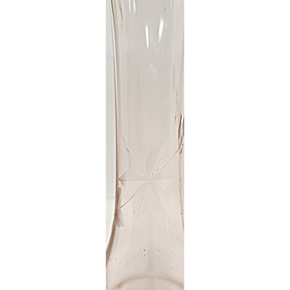 Vintage Pink Art Glass Vases Lot – Ruffled Hand Blown & Etched Flared Pair - Picture 7 of 8